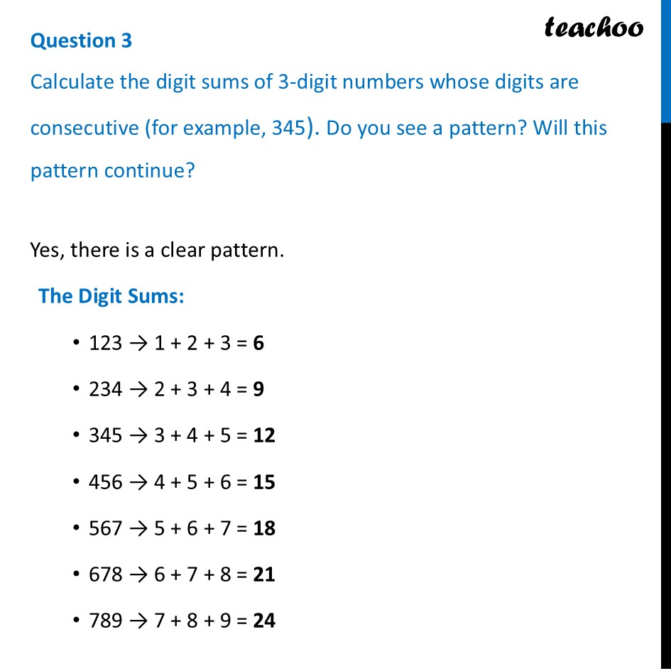 [Class 6] Calculate the digit sums of 3-digit numbers whose digits are