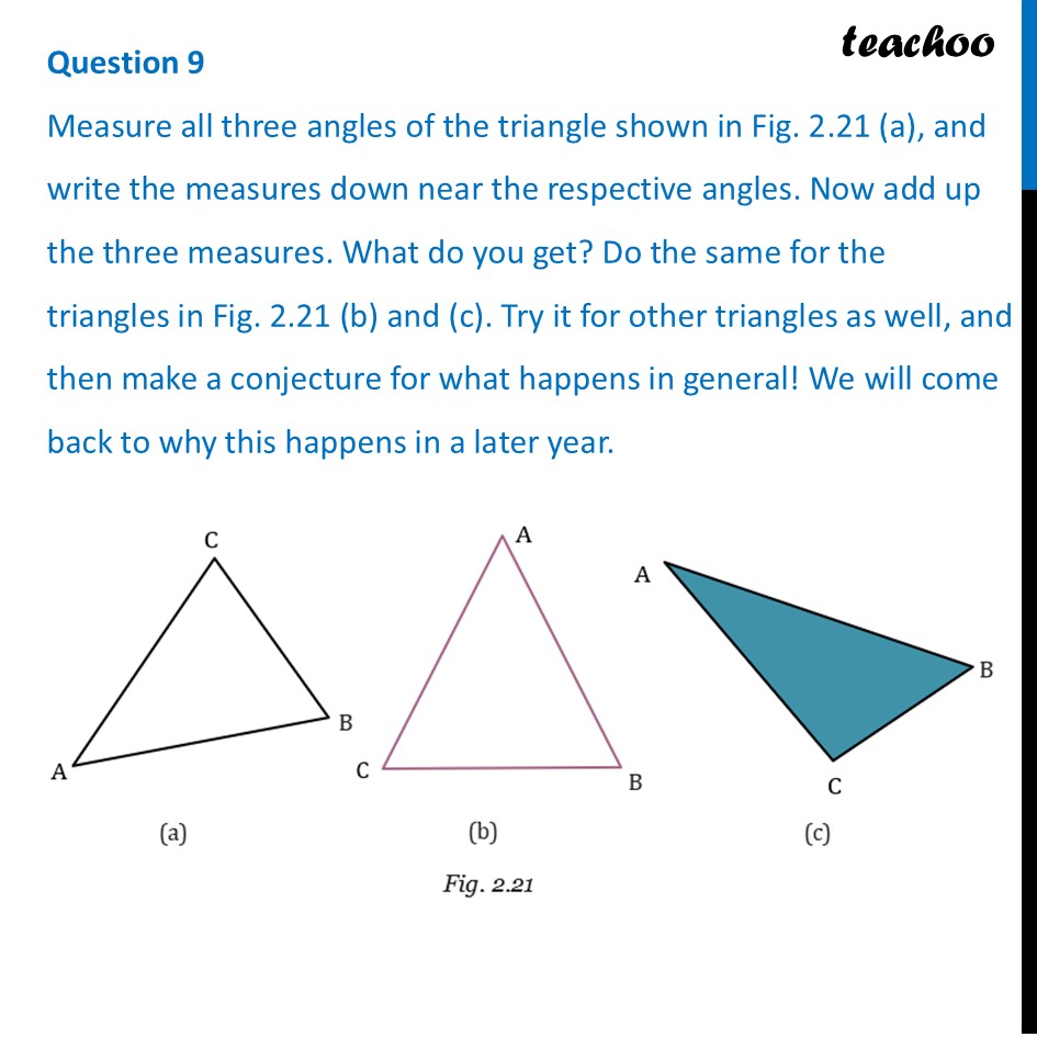 [Class 6] Measure all three angles of the triangle shown in Fig. 2.21